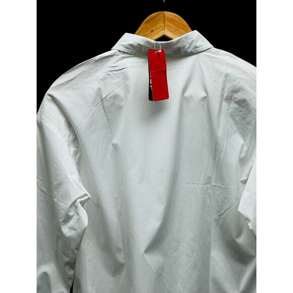 Stylish White Embroidered Blouse Medium Button Down Long Sleeve Floral NWT - Picture 5 of 7